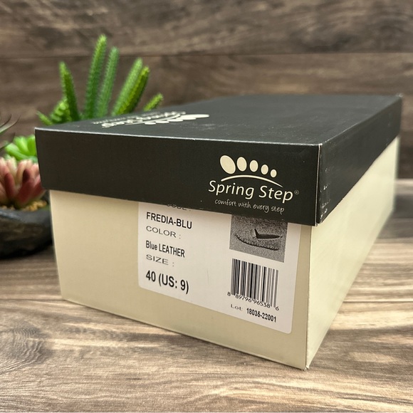 NIB Spring Step Fredia Laser Cut Leather Moc Moccasin Flats Loafer Blue - Picture 14 of 14